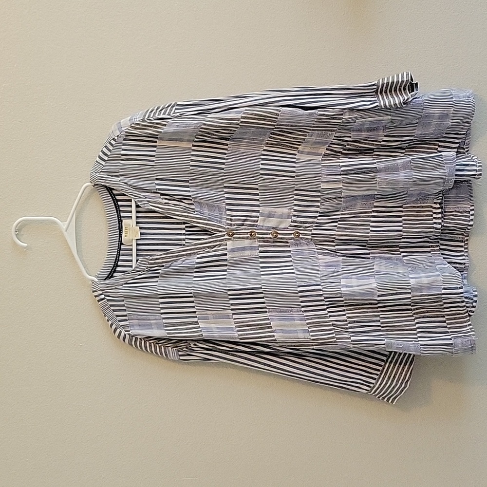 Anthropologie Top Size M blue/white patchwork Maeve